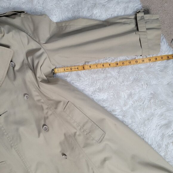 Vintage Khaki Tan London Fog Trench Coat - Size14P - Picture 9 of 12